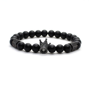 Suave AF skull and stone bracelet. 2 piece set. Stone, bead, metal crown.