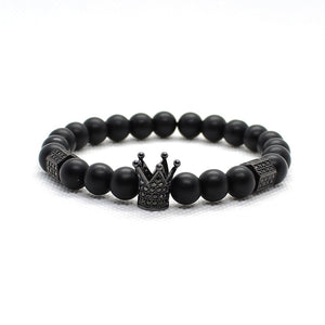 Suave AF skull and stone bracelet. 2 piece set. Stone, bead, metal crown.