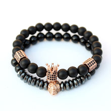 Suave AF skull and stone bracelet. 2 piece set. Stone, bead, metal crown.