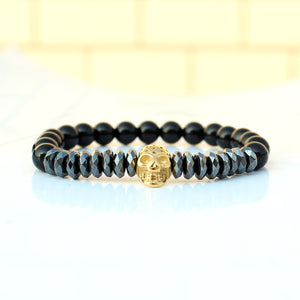 Suave AF skull and stone bracelet. 2 piece set. Stone, bead, metal crown.